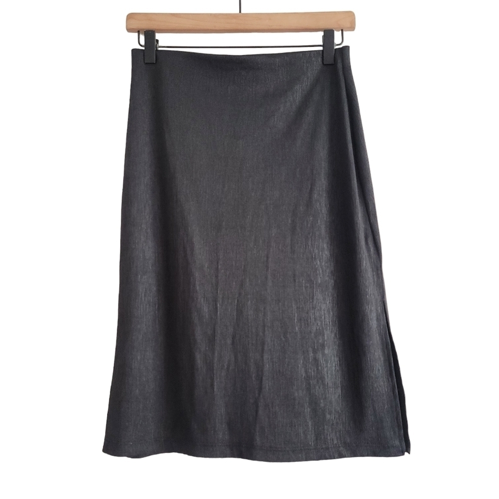 NEW Forever 21 Deadstock Metallic Black Pencil Skirt Pull-On Y2K 90s Size Large
